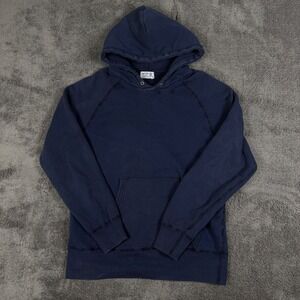 Velva Sheen Hoodie Mens Medium Navy Blue Good Vintage Raglan Made In USA